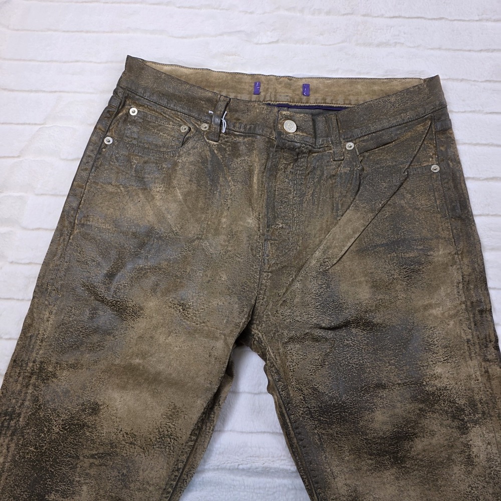 Ralph Lauren Purple Label 750‎ Straight Ankle Jeans Womens 31 Flocked Brown $890
